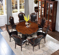 Amérique Style Classique Haute Qualité Bois Massif Luxe Vila Grande Maison Meubles de Salle à Manger Tables et Chaises de Salle à Manger d'Intérieur