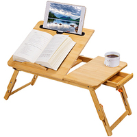 Houten Bamboe Laptop Bedlade Verstelbare Hijsbare Bamboe Laptoptafels Opvouwbare Laptop Bureau Met Lade