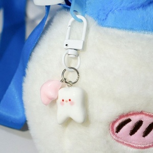 Porte-clés 3D en résine, pendentif étoile rose, forme de dent rose, porte-clés mignons et amusants, cadeaux pour <span class=keywords><strong>clinique</strong></span> dentaire, modèle de dents blanches - Product Image 3