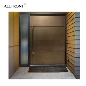 <span class=keywords><strong>Porte</strong></span> pivotante <span class=keywords><strong>d</strong></span>'<span class=keywords><strong>entrée</strong></span> moderne en aluminium noir Alufront série 100, design personnalisé de luxe, sécurité renforcée pour villa - Product Image 4