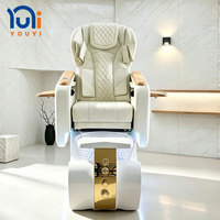 Chaise de pédicure haut de gamme en cuir avec massage corporel complet, bassin à pieds en cristal, chaise de pédicure multifonctionnelle pour salon de manucure