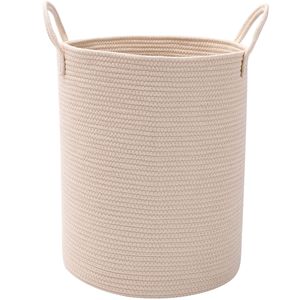 Nordic Style Linen Cotton Laundry Basket Round Foldable <b>Large</b> Capacity Household Storage <b>Bin</b> For Clothes Toys - Product Image 4