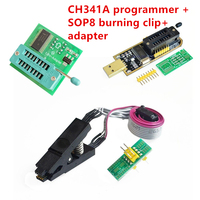 Programmeur USB EEPROM Flash BIOS CH341 A+Clip SOIC8 + Adaptateur Mémoire Flash SPI 1.8V SOP8 DIP8 + Adaptateur SOIC8 SOP8 vers DIP8 Brûleur Ki