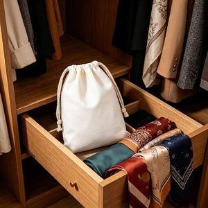 Wholesale <b>Plain</b> White Drawstring Eco-Friendly <b>Canvas</b> Storage Bags Gift Wrapping Pouches - Product Image 3