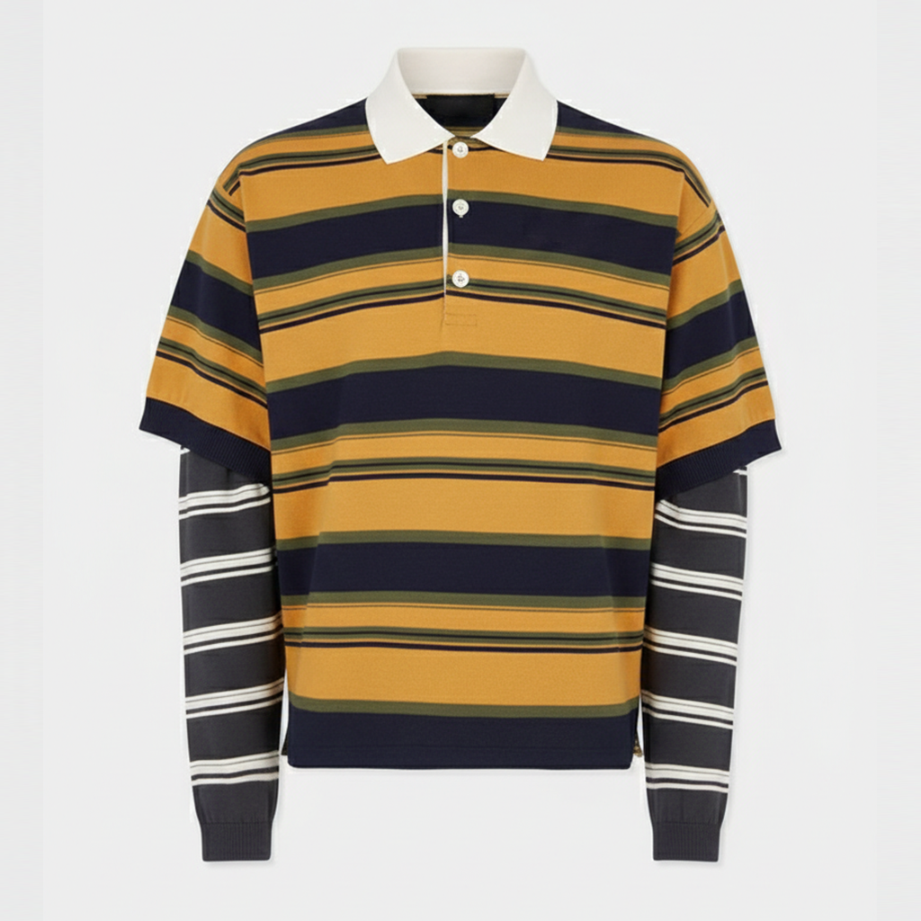 Wholesale Double Layers Collar Polo Shirt 100% Cotton Material