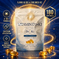 Gélules de Vitamine D3 K2 MK7 pour la Santé Osseuse – Complément Quotidien de Bien-être – Marque Privée OEM – Formule Personnalisée – Fournisseur Fabricant