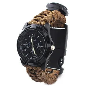 Wholesale Hiking Custom Cheap Survival Camping Hiking Men Watches, Edc Paracord Accessories Men Watches
