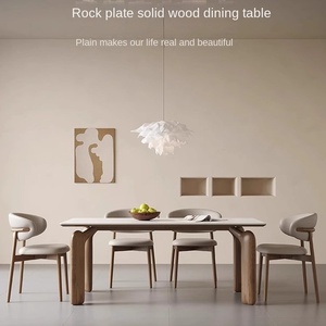 Tavolo da Pranzo in Bambù Stile Nordico, Moderno <span class=keywords><strong>e</strong></span> Semplice, Colore Noce, Rettangolare, per Piccoli Appartamenti, Uso Domestico, Piano in Pietra, Prodotto in Cina - Product Image 1