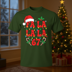 Fa La La La 67 Camiseta navideña con diseño festivo para adultos unisex - Product Image 3