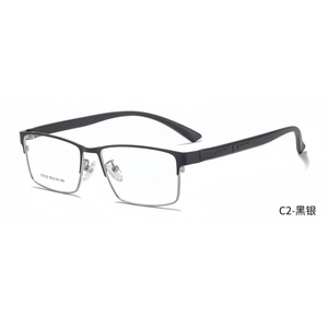 แว่นตาอ่านหนังสือกรอบโลหะสไตล์ลำลองสำหรับผู้ชายกรอบแว่นแฟชั่นใหม่กึ่งไร้ขอบพิมพ์ลายสายตาสั้นแนวธุรกิจ - Product Image 3