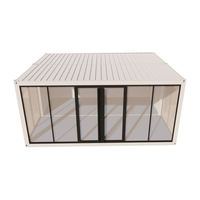 Modern dapat diperluas 40ft baja Prefab rumah pemasangan cepat dua kamar tidur wadah rumah 40 kaki kaca pintu Carport hidup