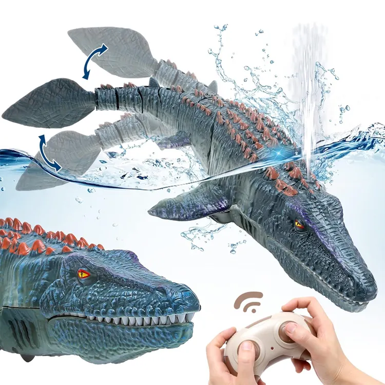 قارب كهربائي 2.4 جيجا بايت USB قابل للشحن RC ببطارية رش الماء على شكل حيوانات ألعاب بمركبة تمساح بجهاز تحكم عن بعد للأطفال