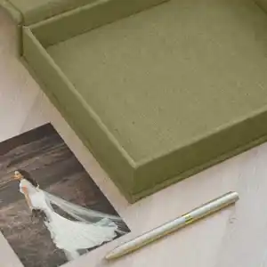 Custom Size Boxes Linen Wedding Photo Album Box Packaging Magnet Closure Rigid Cardboard Box