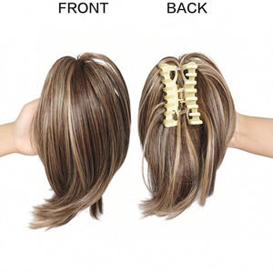 วิกผมต่อผมแบบหนีบสำหรับผู้หญิงชาวยุโรปอเมริกัน ทำจากไหมทนความร้อนสูง ขนาด 22 ซม. น้ำหนัก 80 กรัม ปรับได้ - Product Image 1