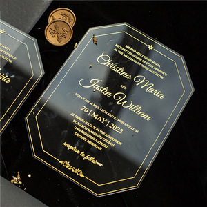 การ์ดเชิญงานแต่งงาน งานธุรกิจ งานรับปริญญา งานวันเกิด งานเลี้ยง ทำจากอะคริลิคแบบกำหนดเอง พร้อมซองกระดาษแบบกำหนดเอง - Product Image 6