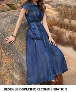 Vestido Largo Vaquero con Cordones y Cintura Ajustable, Estilo Informal, Tallas Grandes 4XL, 5XL, 6XL, 7XL, Verano 2025 - Product Image 3