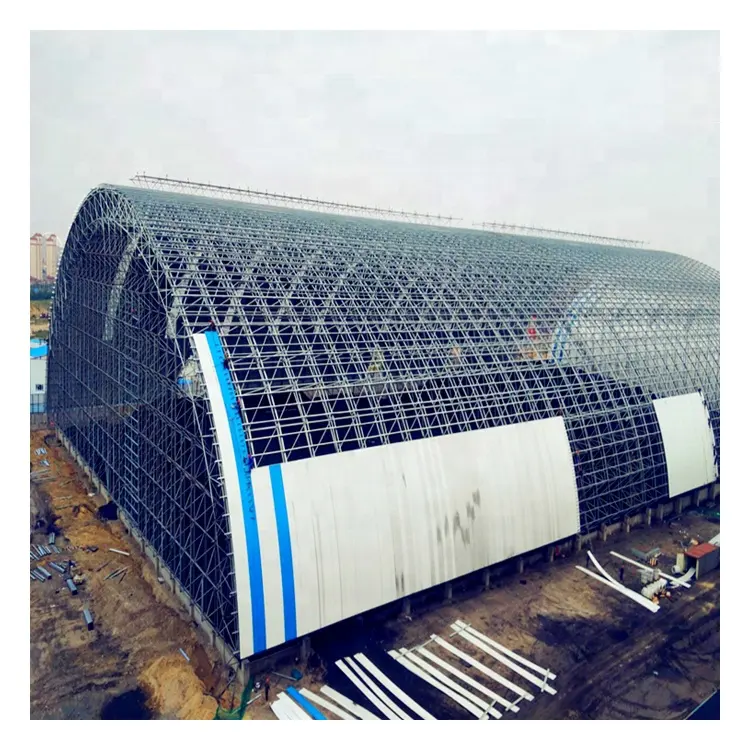 Factory Price Space Frame Arched Roof Construction Coal Storage Shed Prefabricated Steel Structures