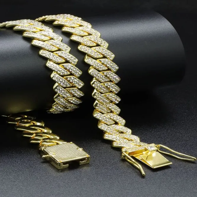 Forma personalizada Inoxydable Acier Collier Hip-Hop diamante completo collar de cadena cubana para hombres y mujeres joyería de moda cadena del cuerpo