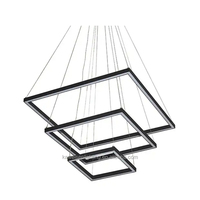 Luminaires suspendus LED linéaires modernes personnalisables européens à double anneau, commande intelligente, boîtier en aluminium pour l'éclairage des hôtels et des maisons
