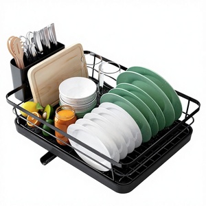 Estante organizador <span class=keywords><strong>de</strong></span> platos <span class=keywords><strong>de</strong></span> <span class=keywords><strong>cocina</strong></span> metálico desmontable <span class=keywords><strong>de</strong></span> 2 niveles con diseño giratorio para fregadero, escurridor <span class=keywords><strong>de</strong></span> platos y cuencos - Product Image 1
