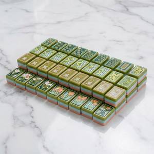 Lingxi 30 #   Jeu de tuiles de Mahjong USA peintes à la main, en acrylique de luxe 3 couches avec motif au dos couleur pêche, pour 4 joueurs, ornements - Product Image 3