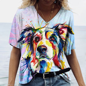 Tendance d'été à manches courtes Chien de dessin animé mignon T-shirt imprimé en 3D <span class=keywords><strong>Golden</strong></span> <span class=keywords><strong>Retriever</strong></span> Fashion Casual Women T-shirt Shirt Tee - Product Image 6