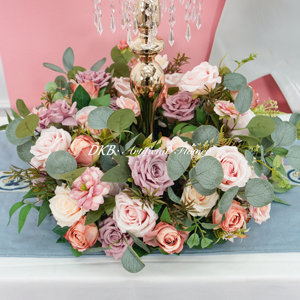 Quick delivery artificial flower factory custom high quality silk rose lavender flower wreath - Product Image 2