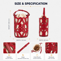 Sac seau pour femme en cuir découpé au laser, mini pochette à cordon, sac à main avec bandoulière réglable, 4 couleurs, vente en gros, personnalisation OEM, direct usine