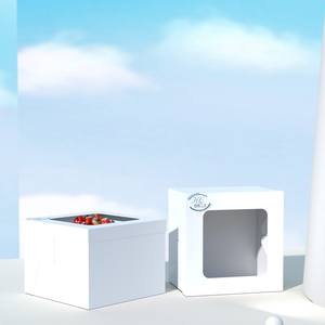 Cajas de pastel reciclables blancas Cajas plegables para pastel de cumpleaños Cajas de papel de flexografía personalizadas - Product Image 2