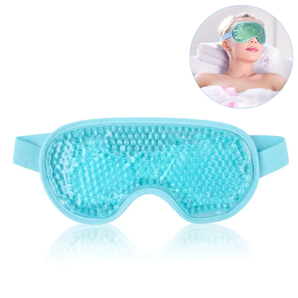 Masque pour les yeux rafraîchissant Masque pour les yeux en gel pour les poches Masque pour les yeux froid réutilisable avec perle de gel pour la thérapie par le froid chaud, les maux de tête, la migraine