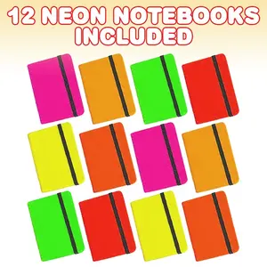Perlengkapan alat tulis warna-warni buku catatan Neon dengan pembatas buku dan penutup karet untuk anak-anak
