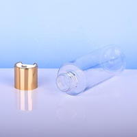Vente en gros de flacons cosmétiques en plastique transparent de 100 ml avec bouchon doré pour toner, lotion, emballage de soins de la peau, flacon en plastique PET
