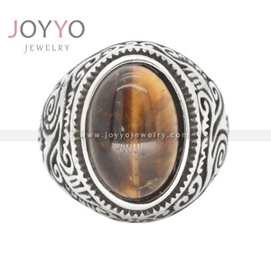 Anillo de ágata de ópalo para hombre, joyería de Turquía, Vintage, de acero inoxidable, patrón de llama de hip hop, Ojo de Tigre - Product Image 1