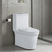 WC monobloc moderne en céramique blanc brillant, chasse d'eau Tornado, nettoyage facile, double bouton supérieur, siège allongé à fermeture douce, siphon en P, siphon en S, pour installation au sol