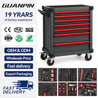 Chariot à outils mobile robuste à 7 tiroirs, ensemble complet avec 318 outils à main pour mécanicien, vente en gros