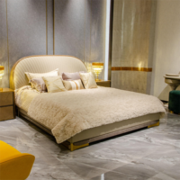 High End Light Luxus Italien Design Doppel Kingsize-Bett Zeitgenössisches neues Modell Schlafzimmer möbel Holzrahmen Leder bett