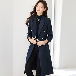 Army Green Good-looking Windbreaker Coat <strong>Women's</strong> Autumn and Winter New Long Casual Little Fan Suit Coat - Product Image 6