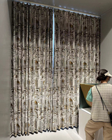 Rideaux de Fenêtre en Jacquard Géométrique 100% Polyester Style Européen de Luxe Tissés-Teints pour Salon et Usage Hospitalier