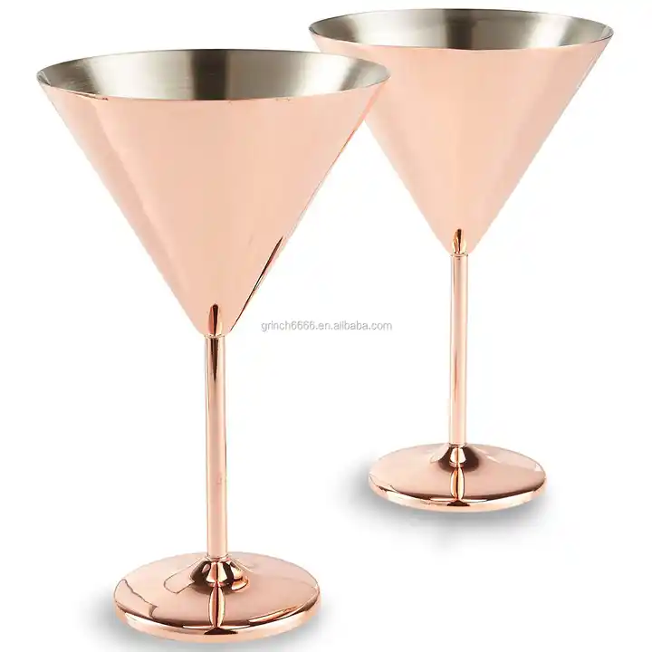 Copper Metal Martini Glasses, Martini Cocktail Glass for Home Party, Set of  2