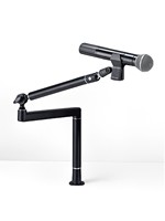 Support de microphone professionnel en métal avec bras articulé, pince de fixation réglable multi-rotations et support de micro de bureau - Noir