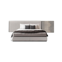 Orangefurn Ensemble de chambre à coucher moderne personnalisable pour grand lit King Size avec tête de lit en métal et table d'appoint creuse pour