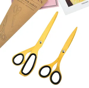 luxury Ins hot 2pcs gold stainless steel office scissors set for home craft sewing shear gold with soft handle