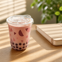 Gobelets à café Boba en plastique jetables transparents écologiques à paroi simple avec couvercles en dôme, options de logo, tailles personnalisées