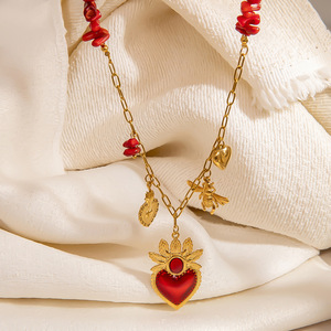 Collar con Colgante de Corazón de Acero Inoxidable, Cadena de Clavícula en Color Oro de 18K, Joyería de Regalo, Amuleto, Accesorio de Moda - Product Image 4