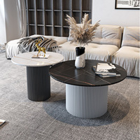Table basse moderne pour salon, en bois massif, plateau en pierre, ronde, écologique, facile à nettoyer, meubles