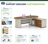 Bureau de direction de luxe en mélamine MDF avec tiroirs de rangement, table de direction pour bureau de PDG