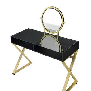 Coleen Modern Black & Gold Finish Lighted Wood Vanity Desk with Mirror and Jewelry Tray - Product Image 6