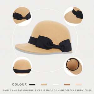 Nuevo Sombrero de Montar para Mujer Otoño-Invierno, Sombrero de Fieltro Retro con Lazo a la Moda - Product Image 4