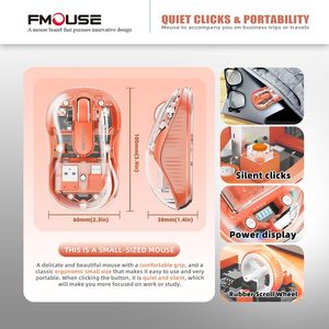 Souris sans fil double mode transparente rechargeable 5 boutons rétroéclairée RGB optique USB Type C pour droitier - Product Image 5