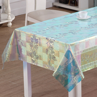 Nappe de table en vinyle arc-en-ciel RNPT avec motifs floraux, treillis diamanté et finition PVC irisée pour tables à manger